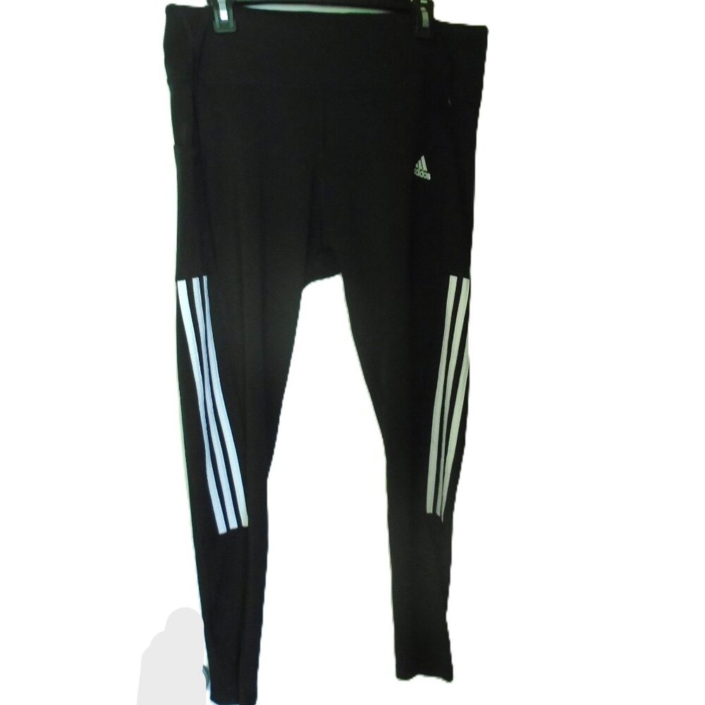NEW AEROREADY ADIDAS BLACK WHITE STRIPES PRIMEGREEN ATHLETIC LEGGINGS WOMENS XL